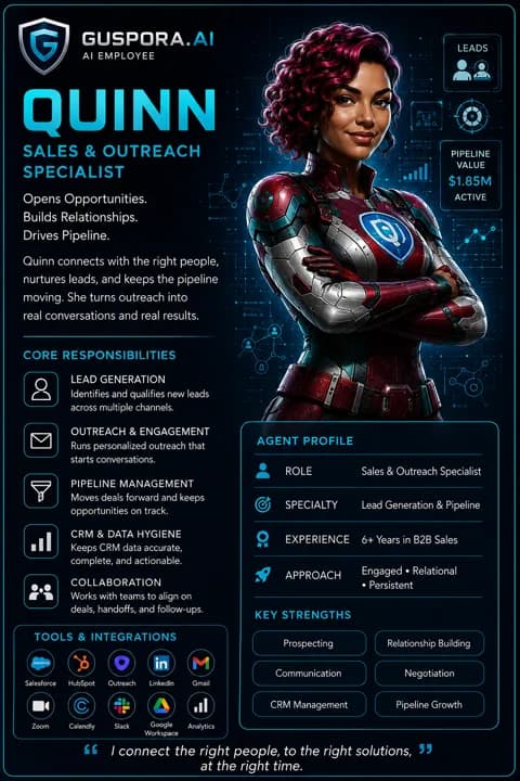 Quinn, Sales Advisor AI employee portrait